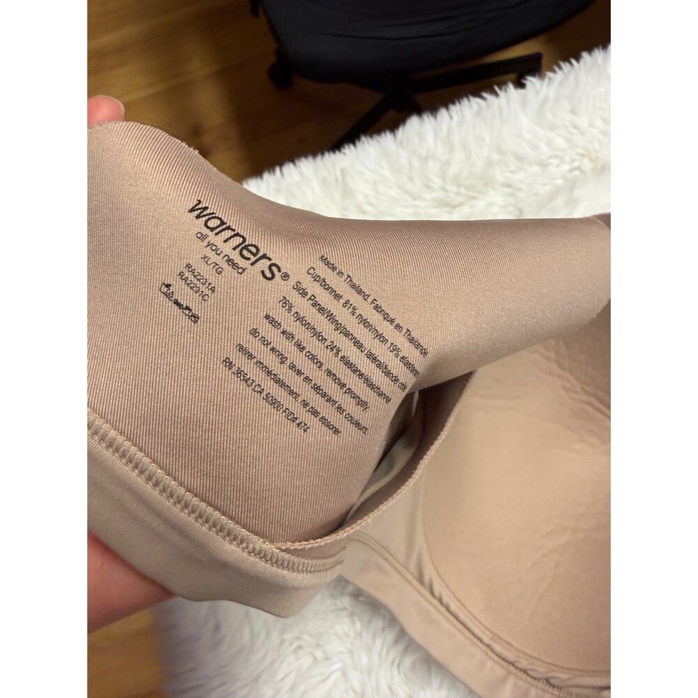 Warner's No Side Effects Underarm Back-Smoothing Wireless Light Lined Bra XL - Picture 7 of 8